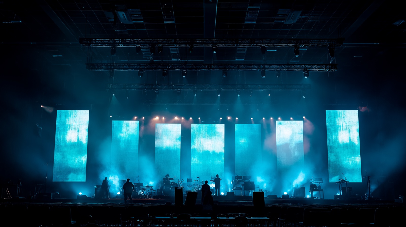 Live event stage with large screens