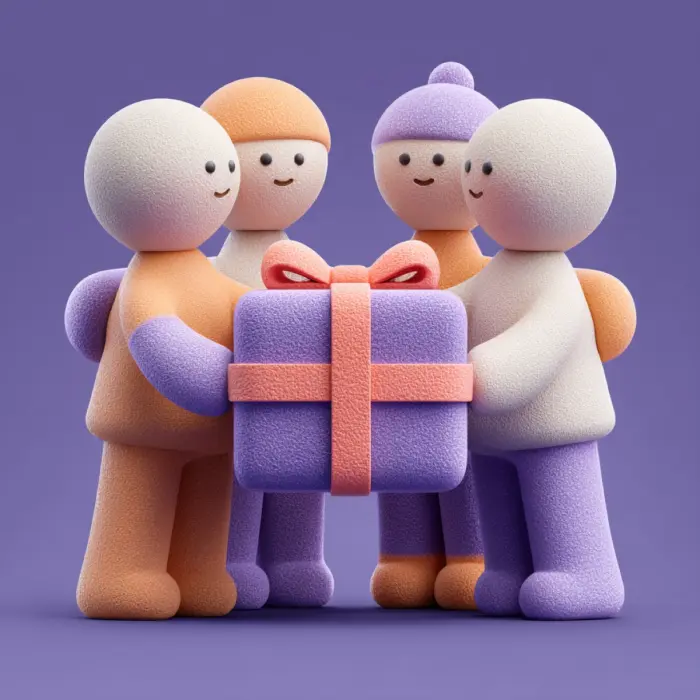 Colour-coded GiftGambit circles for family, friends and work